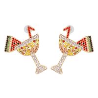 Fashion Women Rhinestone Glass-shaped Earrings Nhjj133696 main image 8