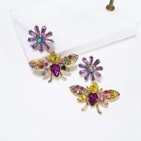 Fashion Chrysanthemum Honey Full Rhinestone Rhinestone Earrings Nhjj134010 main image 2