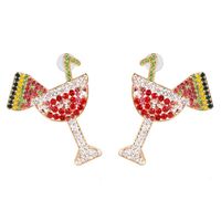 Fashion Women Rhinestone Glass-shaped Earrings Nhjj133696 sku image 1