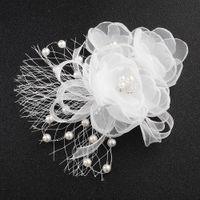Europäische Und Amerikanische Braut Perle Blume Hand Gefertigte Stoff Kopf Blume Einfache Gaze Netz Blume Haarnadel Haarkamm Fotografie Foto Kopf Bedeckung sku image 1