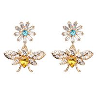 Fashion Chrysanthemum Honey Full Rhinestone Rhinestone Earrings Nhjj134010 sku image 1