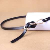 Fashion Woman Genuine Leather Metal Buckle Knotted Thin Belt Strap For Dress Jeans Nhpo134087 main image 3