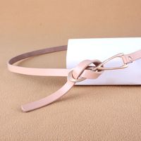 Fashion Woman Genuine Leather Metal Buckle Knotted Thin Belt Strap For Dress Jeans Nhpo134087 main image 10