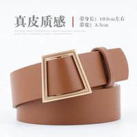 Fashion Woman Leather Metal Trapezoidal Buckle Belt Strap For Dress Jeans Nhpo134104 main image 3