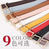 Fashion Woman Leather Metal Trapezoidal Buckle Belt Strap For Dress Jeans Nhpo134104 main image 4