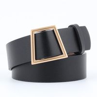 Fashion Woman Leather Metal Trapezoidal Buckle Belt Strap For Dress Jeans Nhpo134104 main image 7