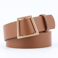 Fashion Woman Leather Metal Trapezoidal Buckle Belt Strap For Dress Jeans Nhpo134104 main image 8