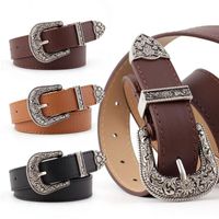 Fashion Woman Leather Metal Buckle Carved Belt Strap For Dress Jeans Nhpo134109 main image 1
