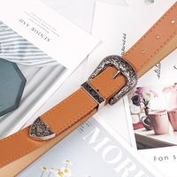 Fashion Woman Leather Metal Buckle Carved Belt Strap For Dress Jeans Nhpo134109 main image 3