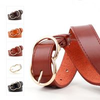 Fashion Woman Leather Metal Double Round Buckle Belt Strap For Dress Jeans Nhpo134146 main image 3