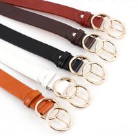 Fashion Woman Leather Metal Double Round Buckle Belt Strap For Dress Jeans Nhpo134146 main image 4