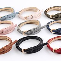 Fashion Woman Faux Leather Metal Buckle Thin Belt Strap For Jeans Dress Multicolor Nhpo134166 main image 5