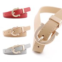 Fashion Woman Faux Leather Metal Buckle Thin Belt Strap For Jeans Dress Candy Color Nhpo134194 main image 2