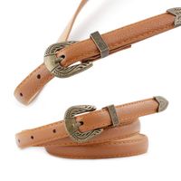 Fashion Retro Woman Imitation Leather Carved Metal Buckle Thin Belt Strap For Jeans Dress Multicolor Nhpo134199 main image 1
