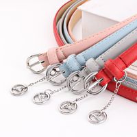 Fashion Woman Faux Leather Metal Buckle Thin Belt Strap Pendant For Jeans Multicolor Nhpo134220 main image 1