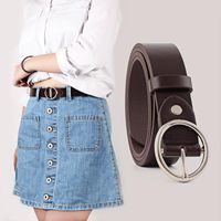 Fashion Woman Imitation Leather Metal Oval Buckle Thin Belt Strap For Jeans Multicolor Nhpo134236 main image 3