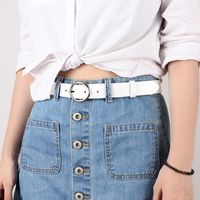 Fashion Woman Imitation Leather Metal Oval Buckle Thin Belt Strap For Jeans Multicolor Nhpo134236 main image 4