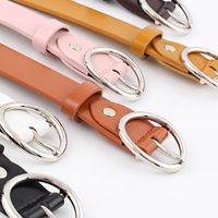 Fashion Woman Imitation Leather Metal Oval Buckle Thin Belt Strap For Jeans Multicolor Nhpo134236 main image 6