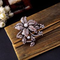 Fashion Alloy Rhinestone-studded Flower Brooch Nhqd134300 main image 4