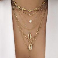Bohemian Shell Beads Sequins Multi-layer Alloy Necklace Nhgy134318 main image 2