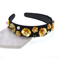 Korean Version Of Rhinestone Flower Velvet Wide Ethnic Headband Nhnt134335 main image 2