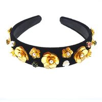 Korean Version Of Rhinestone Flower Velvet Wide Ethnic Headband Nhnt134335 main image 6