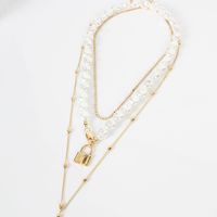 Simple Imitation Beads Clavicle Chain Long Neck Chain Lock Wild Necklace Nhct134386 main image 4