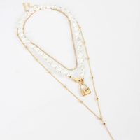 Simple Imitation Beads Clavicle Chain Long Neck Chain Lock Wild Necklace Nhct134386 main image 5