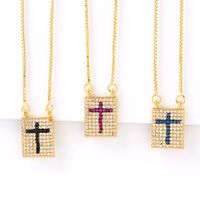 Fashion Cross Necklace Black And White Zircon Necklace Nhas134433 main image 1