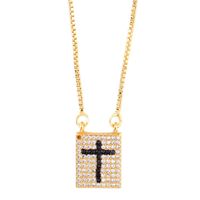 Fashion Cross Necklace Black And White Zircon Necklace Nhas134433 main image 4