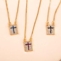 Fashion Cross Necklace Black And White Zircon Necklace Nhas134433 main image 6