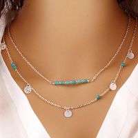 European And American Style Turquoise Clavicle Chain Sequin Double-layer Necklace Nhpj134468 main image 3
