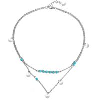 European And American Style Turquoise Clavicle Chain Sequin Double-layer Necklace Nhpj134468 main image 5