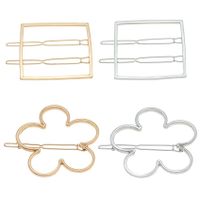 Simple Openwork Flower Rectangular Double-breasted Alloy Hair Clip Nhhn134475 main image 1