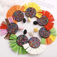 Creative Multicolor Round Inlaid Rhinestone Tassel Alloy Earrings Nhpj134506 main image 1