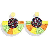 Creative Multicolor Round Inlaid Rhinestone Tassel Alloy Earrings Nhpj134506 main image 3