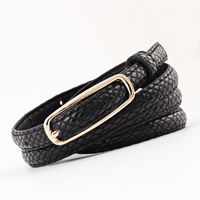 Fashion Woman Leather Metal Buckle Stone Thin Belt Strap For Dress Jeans Nhpo134075 sku image 1