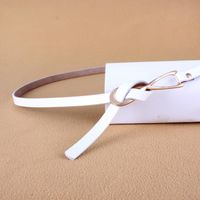 Fashion Woman Genuine Leather Metal Buckle Knotted Thin Belt Strap For Dress Jeans Nhpo134087 sku image 3