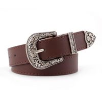 Fashion Woman Leather Metal Buckle Carved Belt Strap For Dress Jeans Nhpo134109 sku image 4