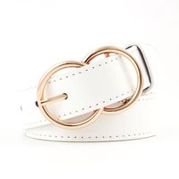 Fashion Woman Leather Metal Double Round Buckle Belt Strap For Dress Jeans Nhpo134146 sku image 2