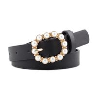 Fashion Woman Faux Leather Beads Buckle Belt Strap For Dress Jeans Black Red Purple Nhpo134155 sku image 2