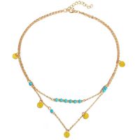 European And American Style Turquoise Clavicle Chain Sequin Double-layer Necklace Nhpj134468 sku image 2