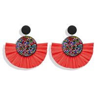 Creative Multicolor Round Inlaid Rhinestone Tassel Alloy Earrings Nhpj134506 sku image 2