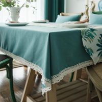 Fashion Cotton And Linen Solid Color Lace Tablecloth Kitchen Living Room Multi Types Nhsp134596 main image 4