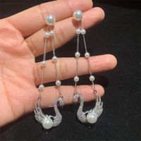 Court Luxury Love Bird Zircon Beads Long Earrings Nhbr134636 main image 2