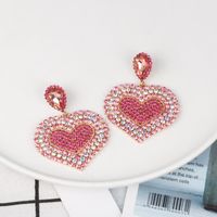 Womens Heart-shaped Rhinestone Alloy Earrings Nhjj134748 main image 1