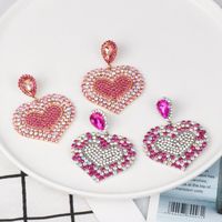 Womens Heart-shaped Rhinestone Alloy Earrings Nhjj134748 main image 3