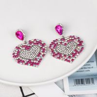 Womens Heart-shaped Rhinestone Alloy Earrings Nhjj134748 main image 5