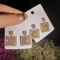 Womens Square Inlay Zircon Copper Earrings Nhbr134813 main image 2