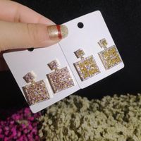 Womens Square Inlay Zircon Copper Earrings Nhbr134813 main image 3